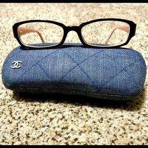 Authentic Chanel Black & Pink Trim Camilla Eyeglasses w/ Case